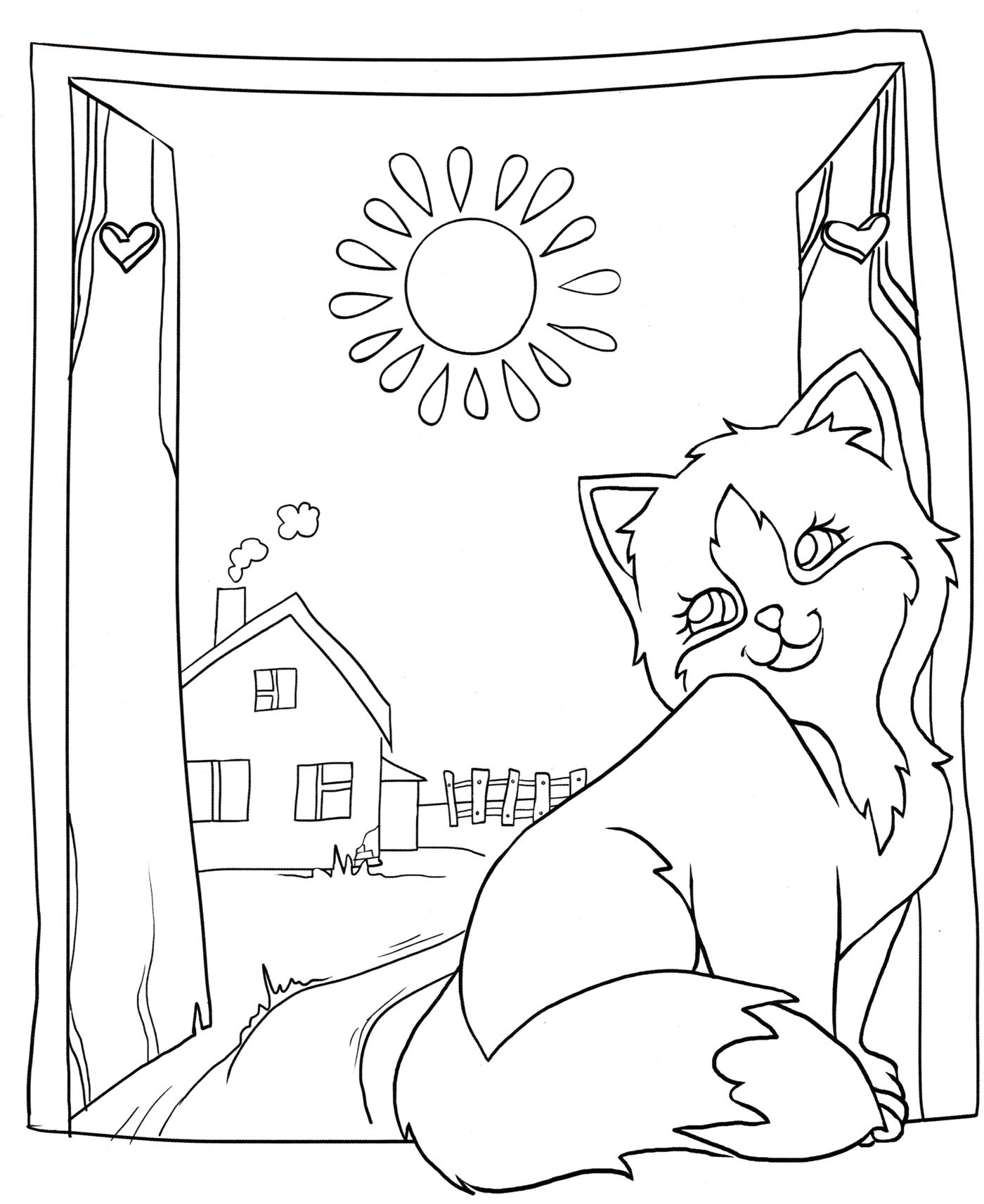 Розмальовка Кішка на вікні