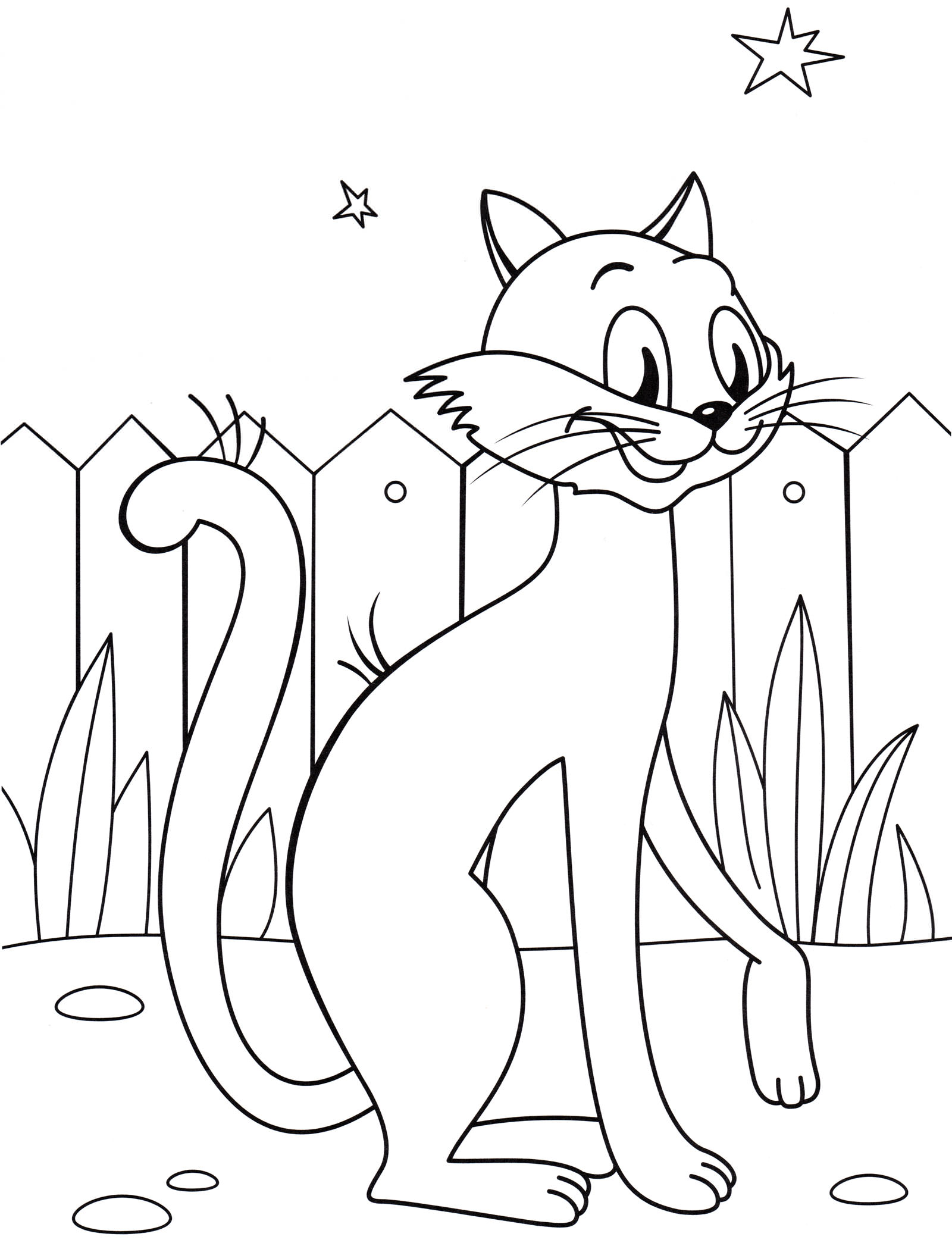 Розмальовка Кіт біля паркана