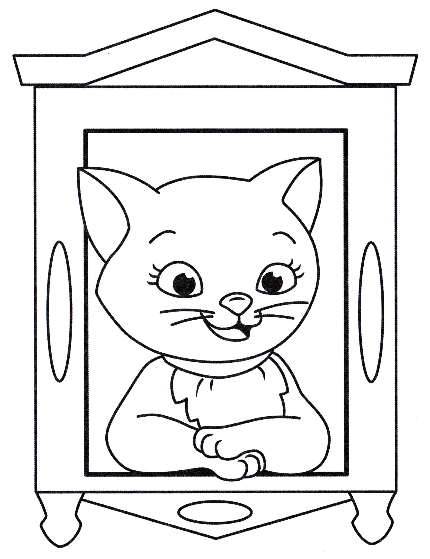 Розмальовка Кішка у вікні