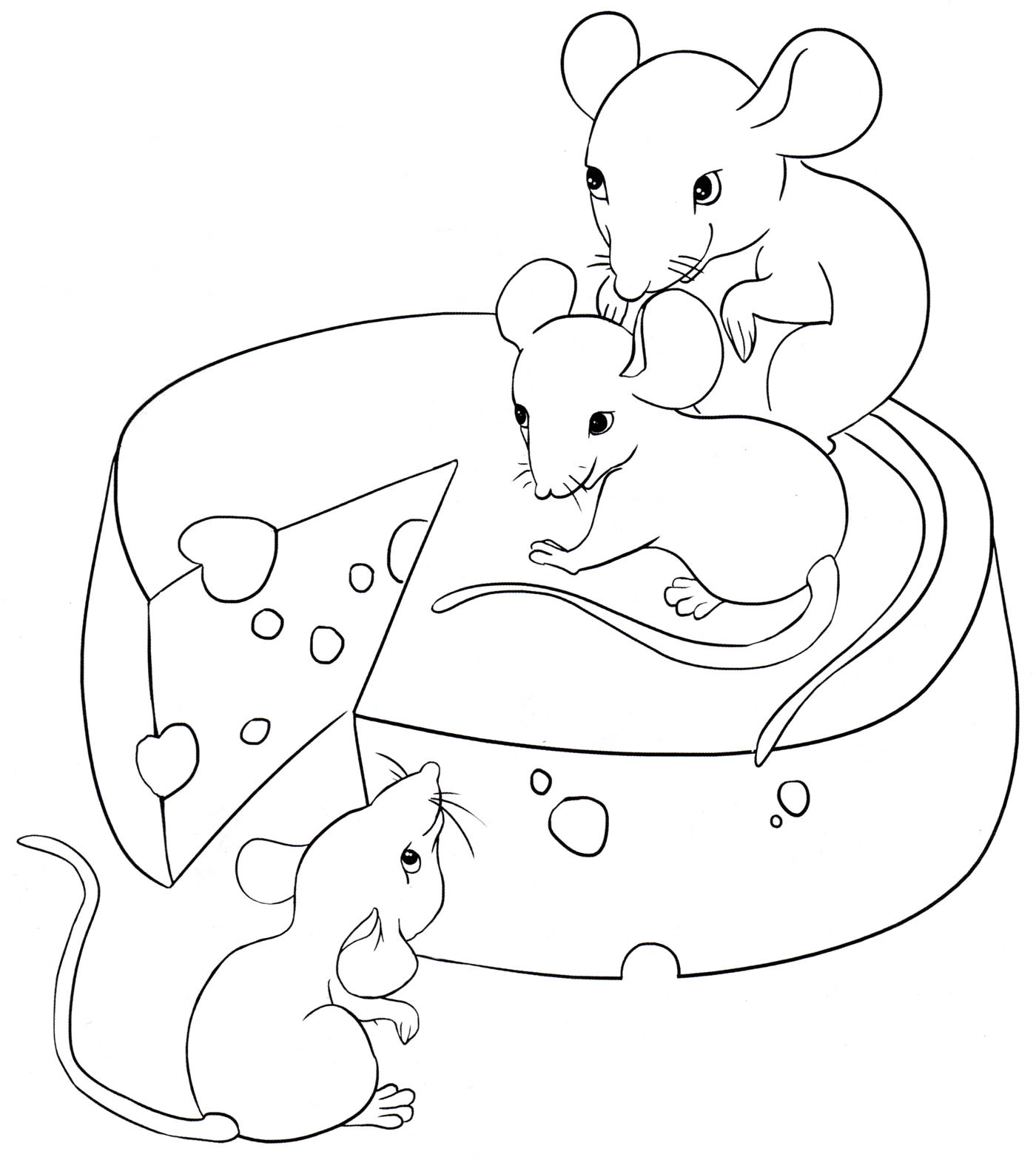 Розмальовка Мишки знайшли сир