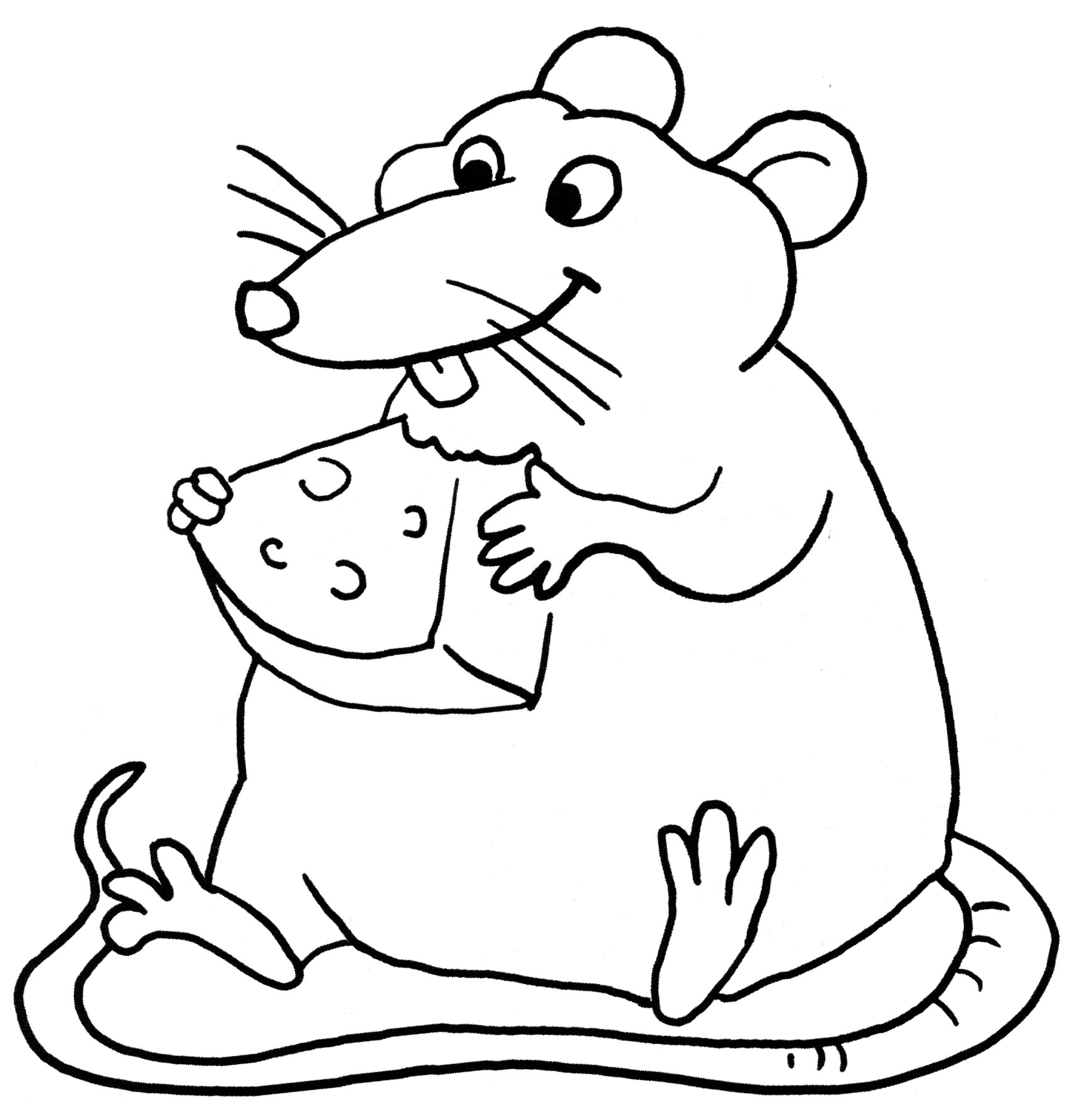 Розмальовка Мишка їсть сир