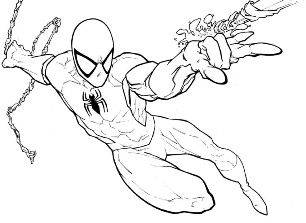 Розмальовка людини павук на павутині