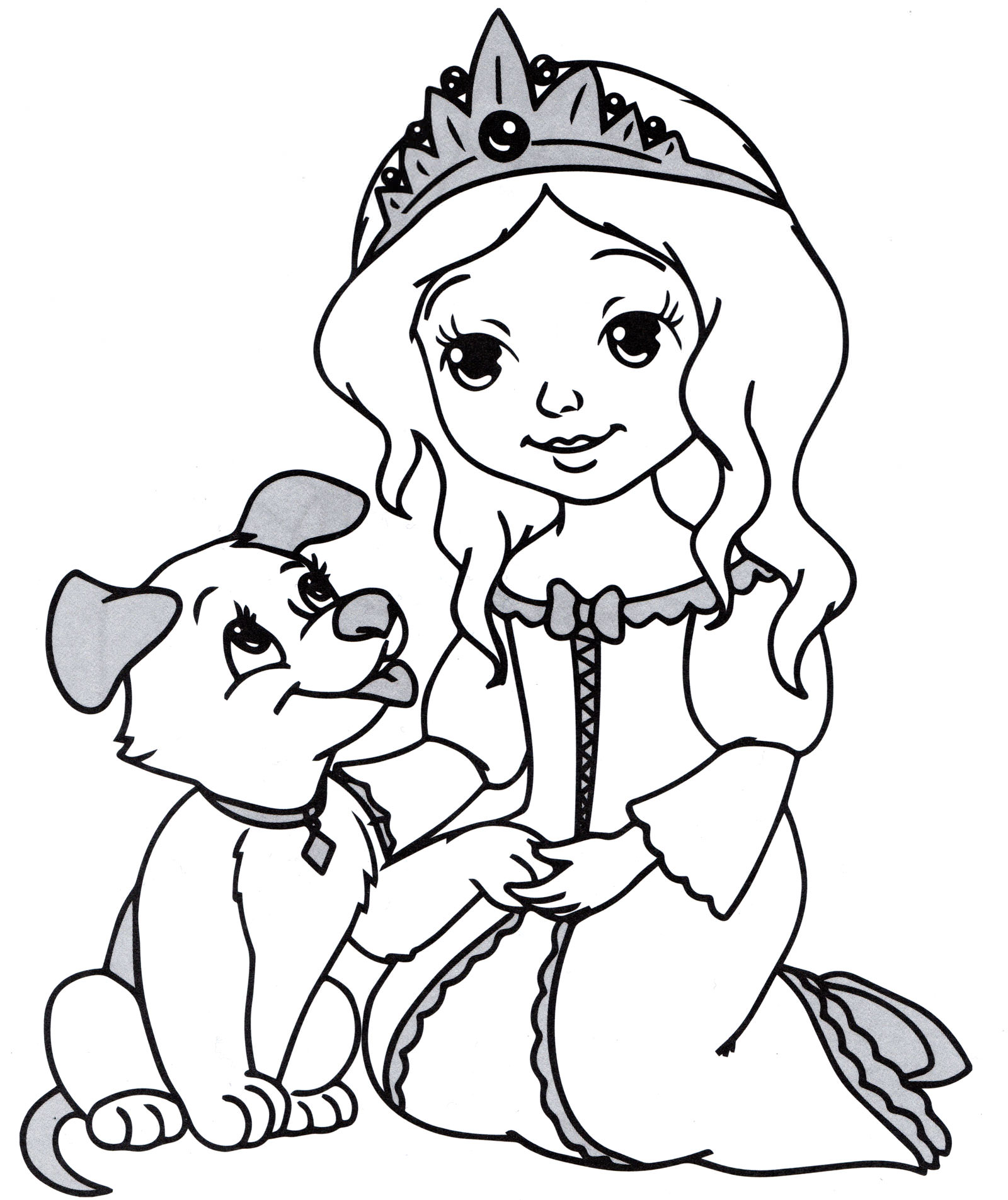 Розмальовка Принцеса та її цуценя