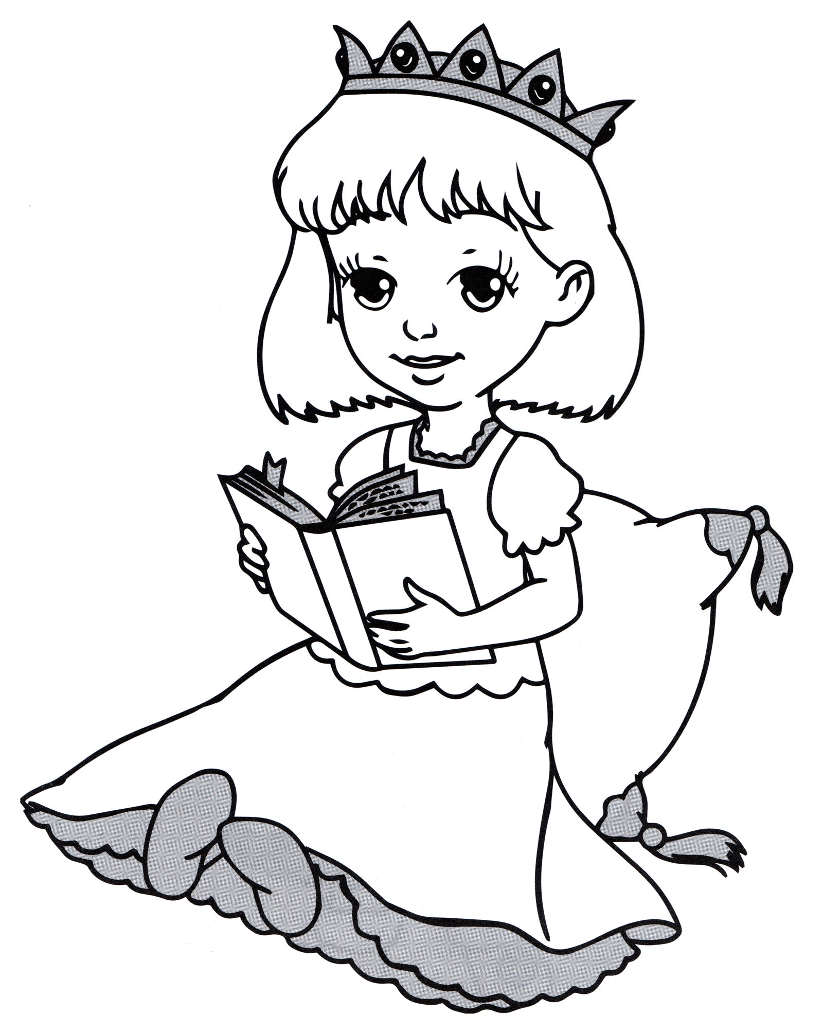 Розмальовка Принцеса з книжкою