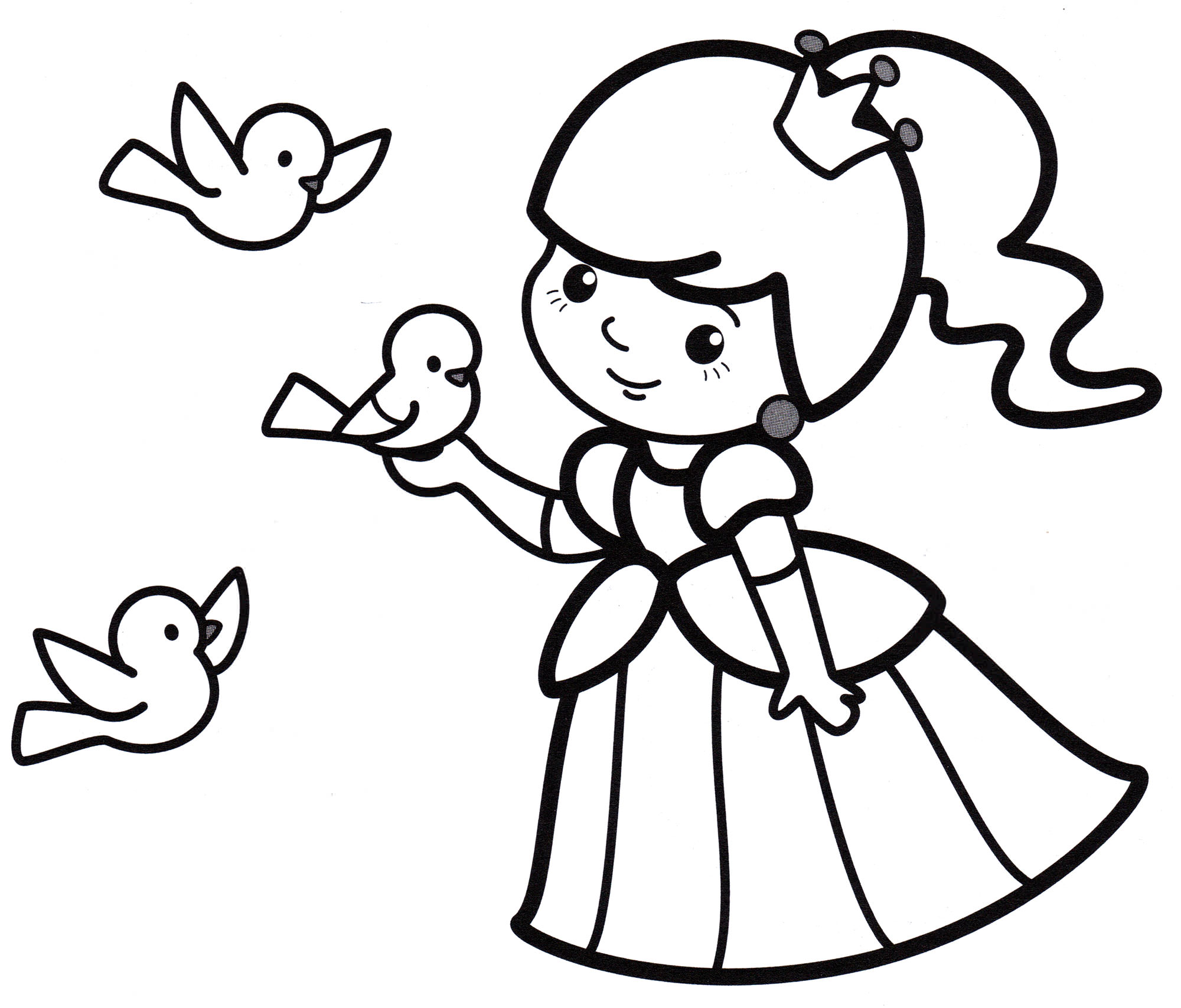Розмальовка Принцеса та пташки