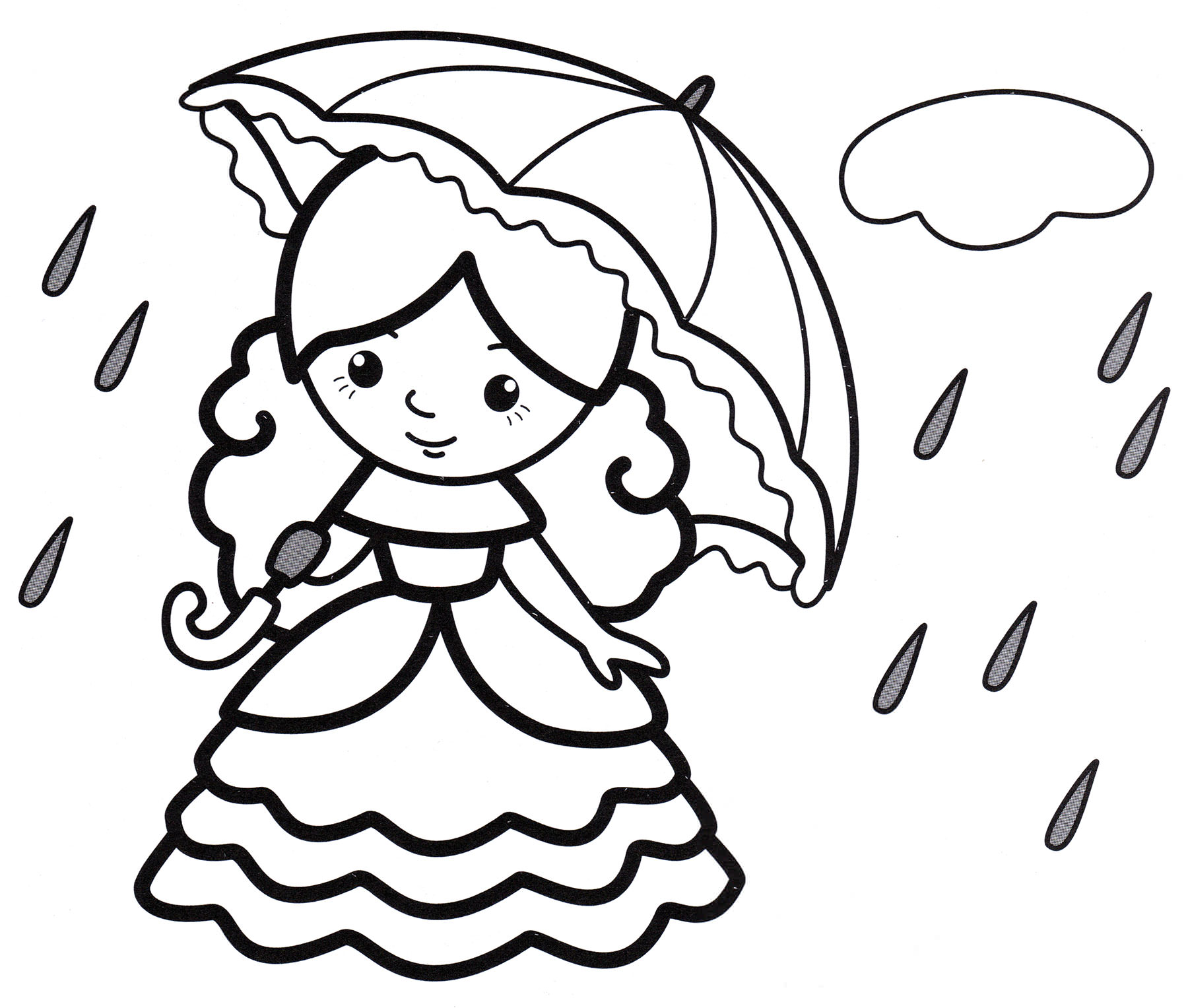 Розмальовка Принцеса під дощем
