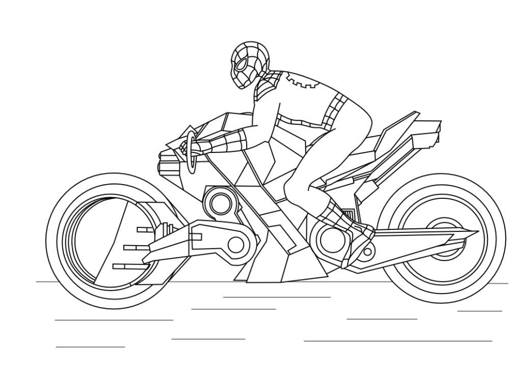 Розмальовка людини павук на мотоциклі