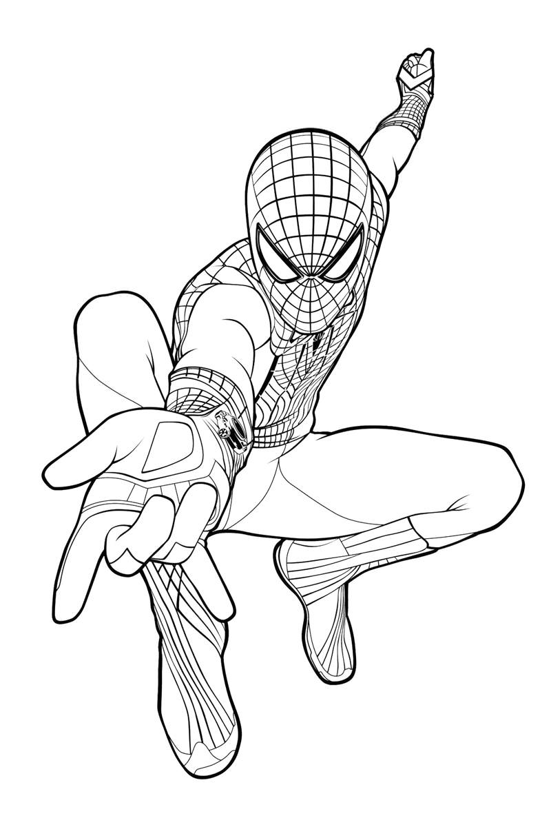 Розмальовка Людина павук випускає павутину