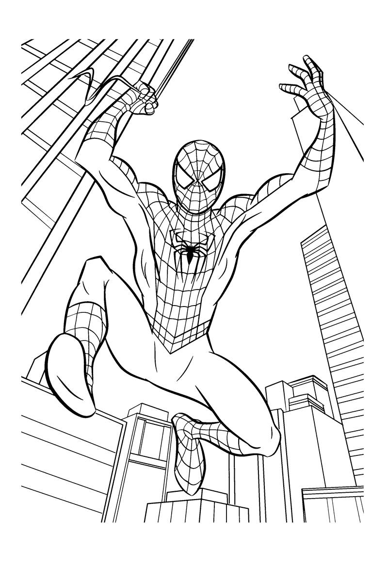 Розмальовка Людина павук у стрибку