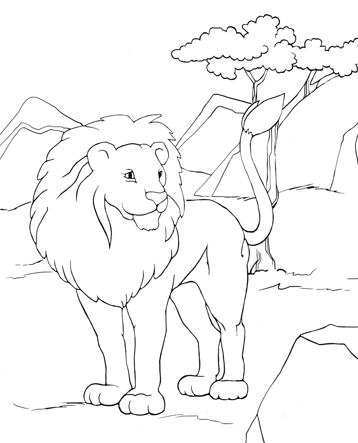 Розмальовка Лев у савані