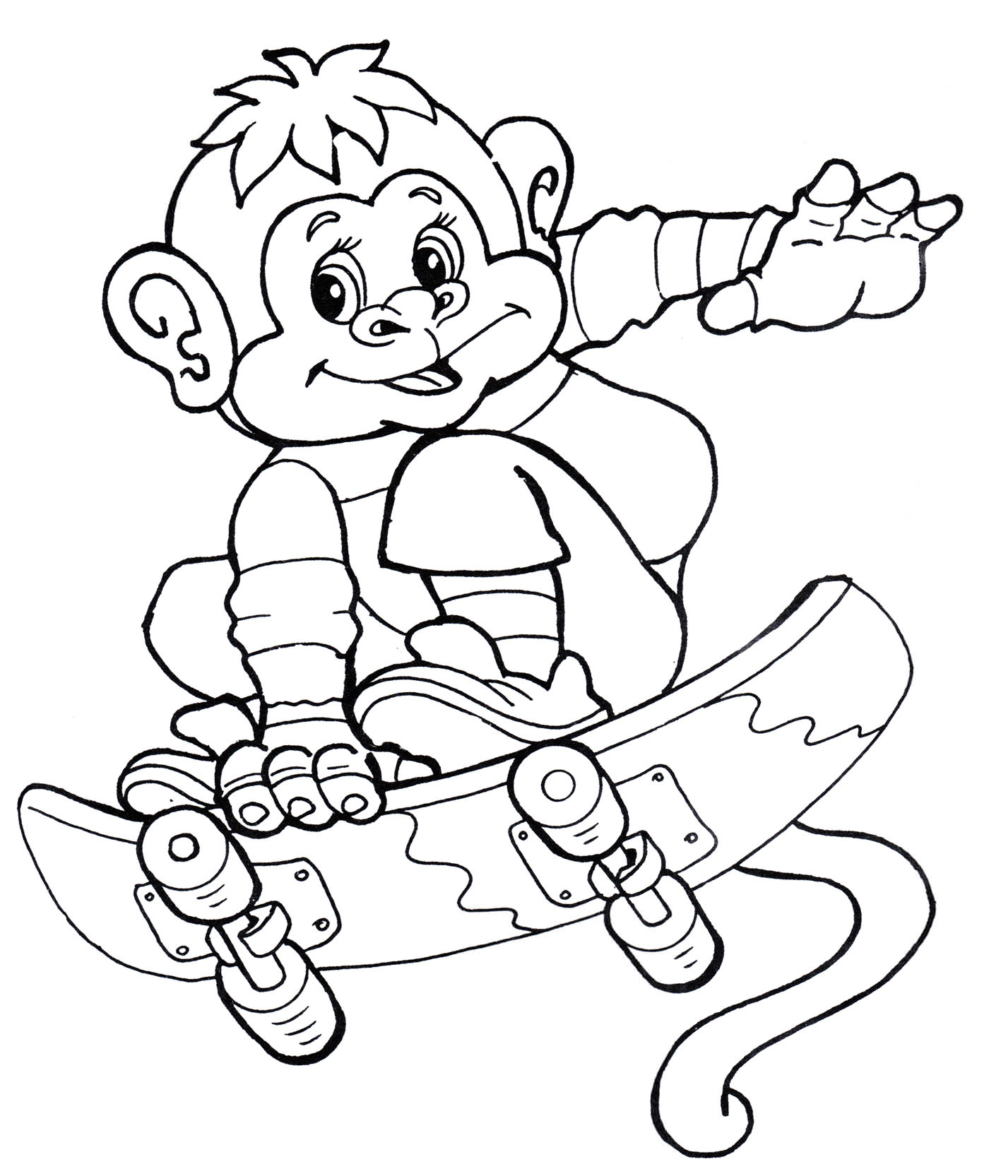 Розмальовка Мавпа на скейті