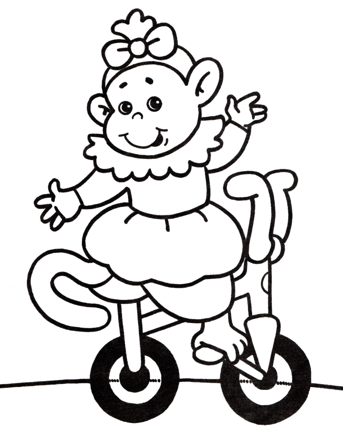 Розмальовка Мавпа на велосипеді
