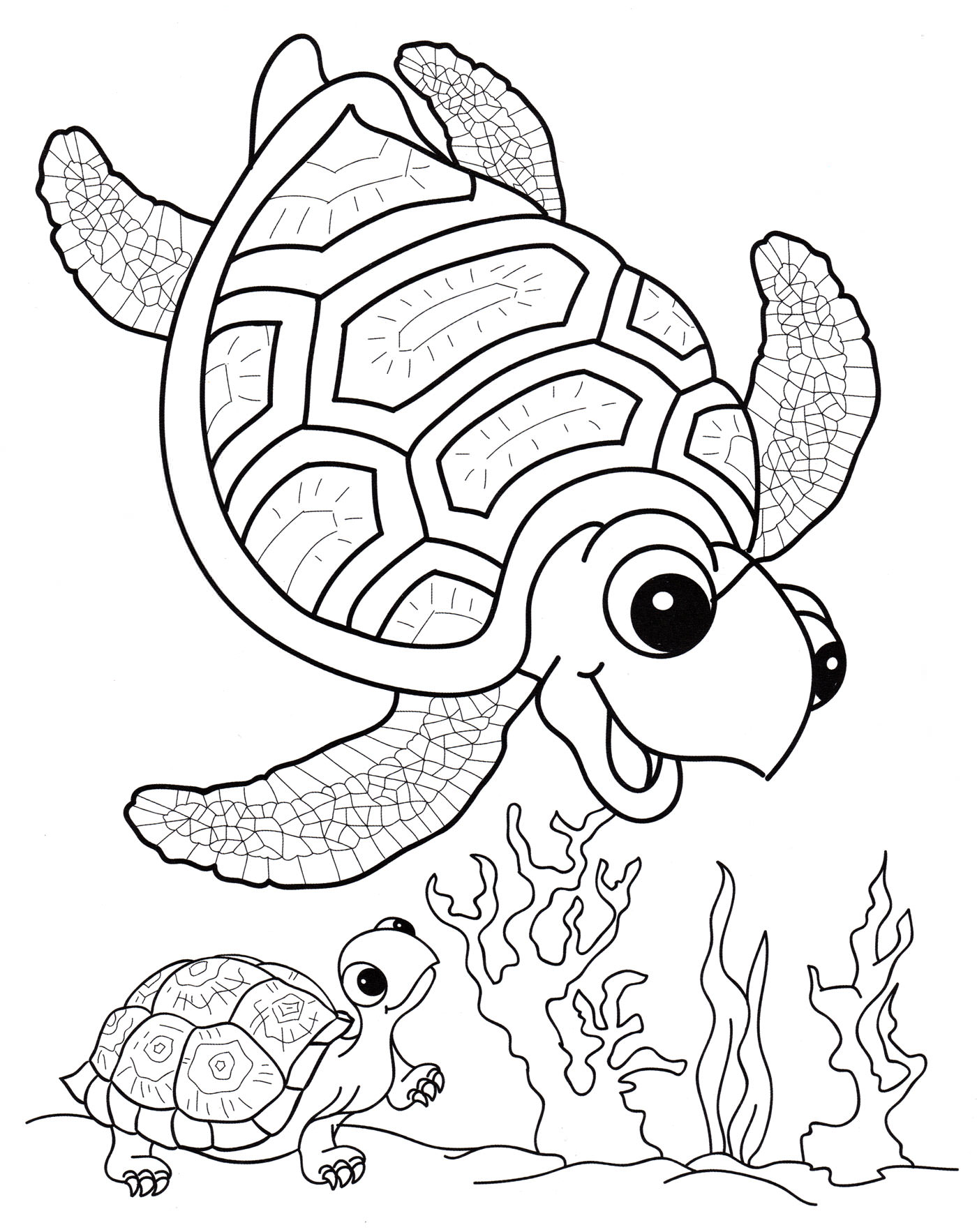 Розмальовка Морська черепаха пливе