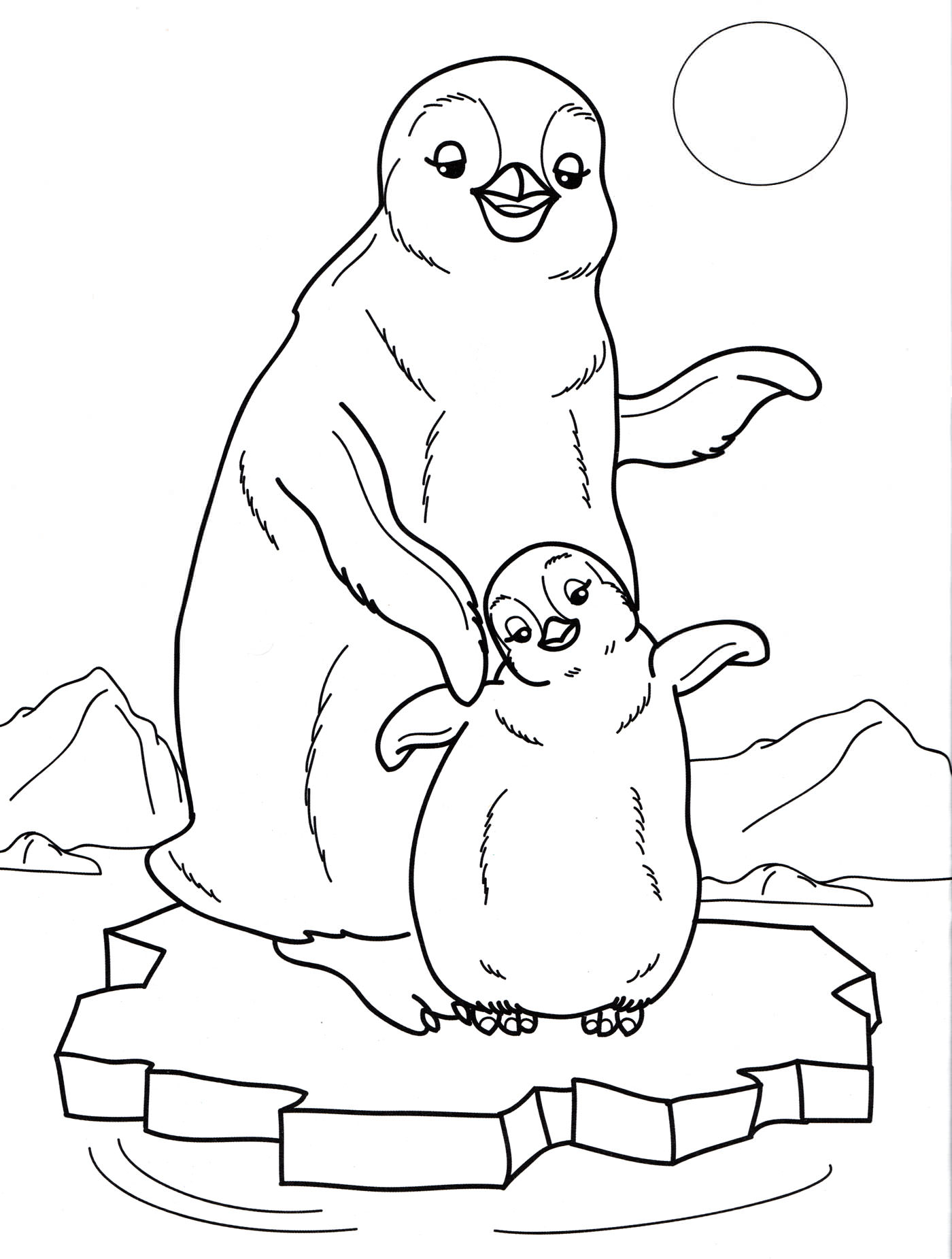 Розмальовка Пінгвіненя та його мама